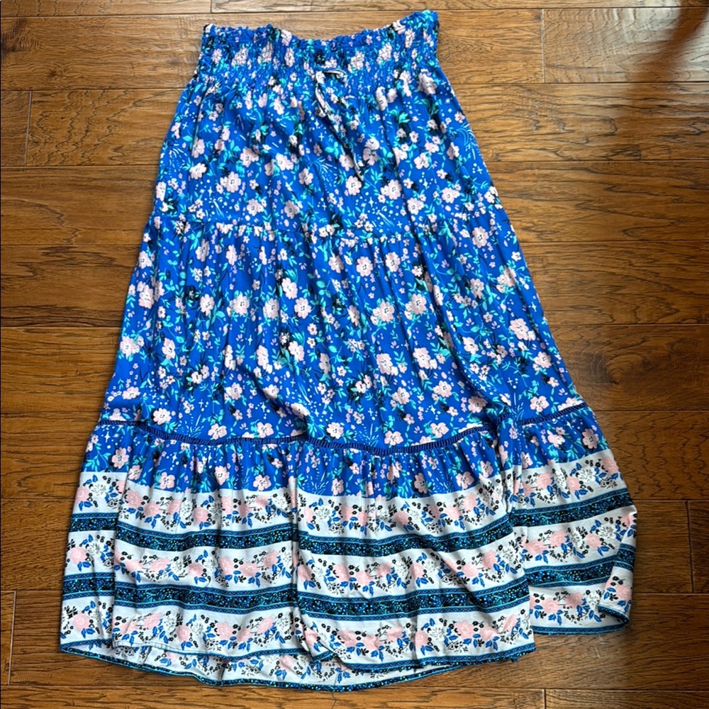 Marley Lilly Floral Blue Maxi Skirt